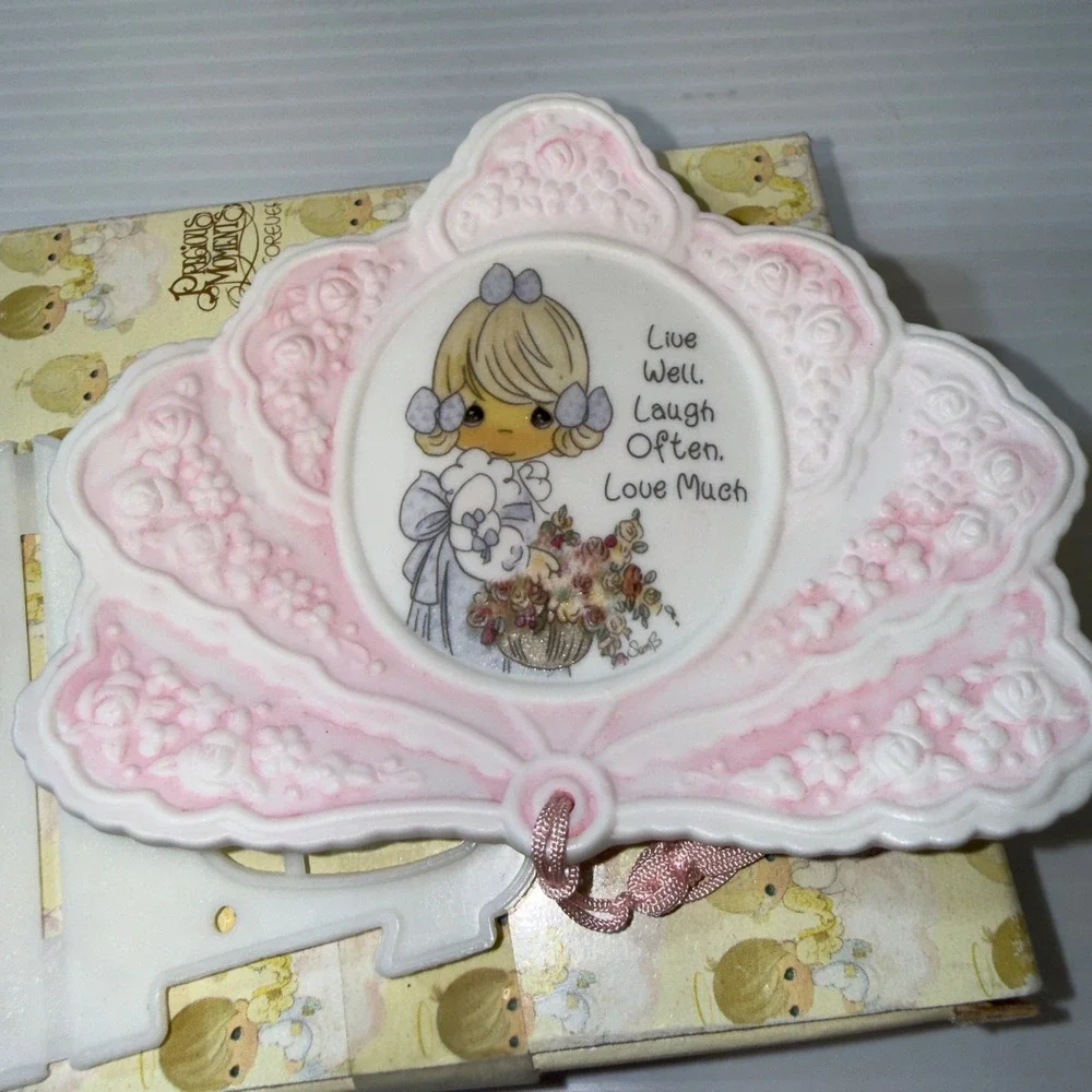 VTG Precious Moments Grandma With Flowers Mini Plate‎ Easel 132233 Vintage 1994